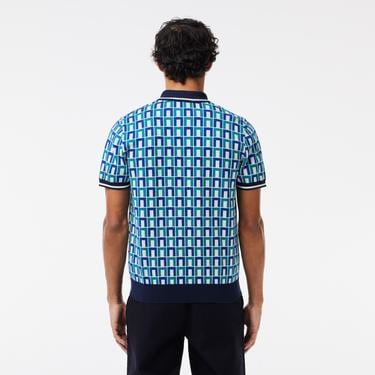  Erkek Regular Fit Gömlek Yaka Monogram Yeşil Triko