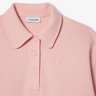  Kadın Polo Yaka Pembe Sweatshirt