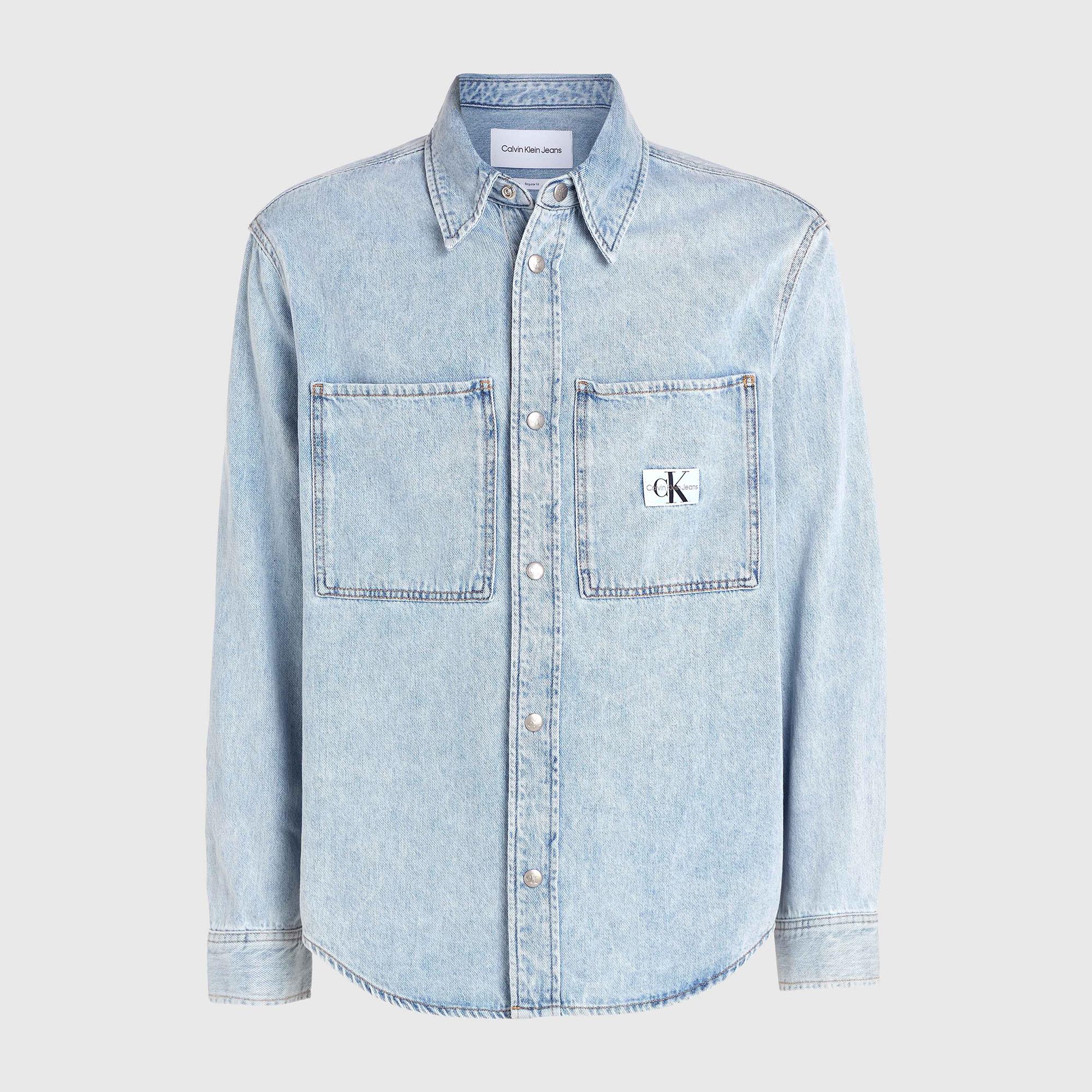 Calvin Klein Erkek Mavi Denim Gömlek