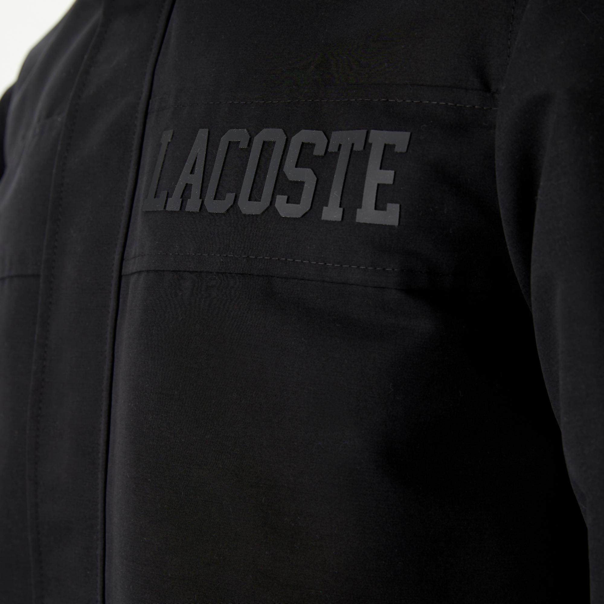 Erkek Kapüşonlu Siyah Çıkarılabilir Yelek Detaylı Mont