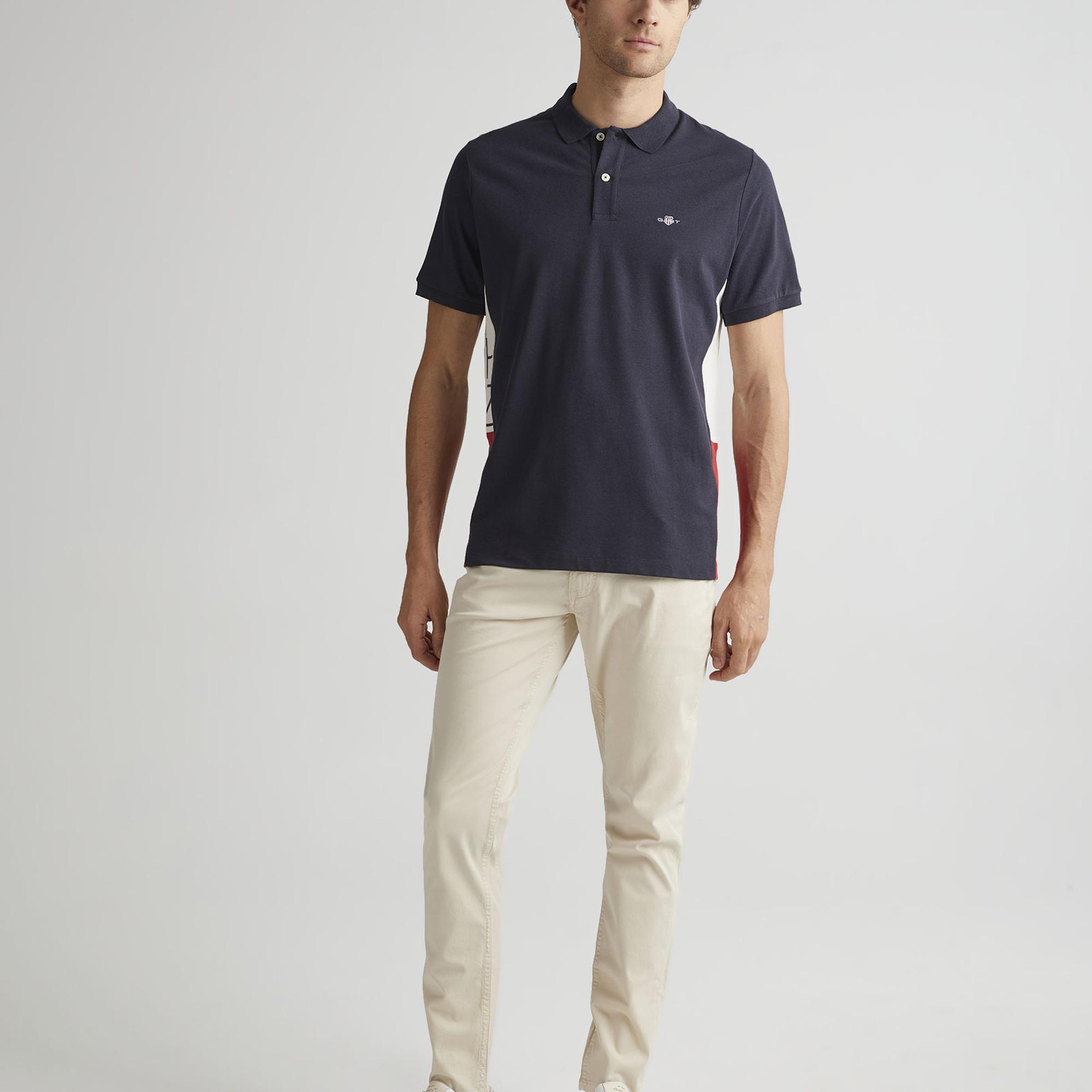 GANT Erkek Lacivert Regular Fit Renk Bloklu Polo