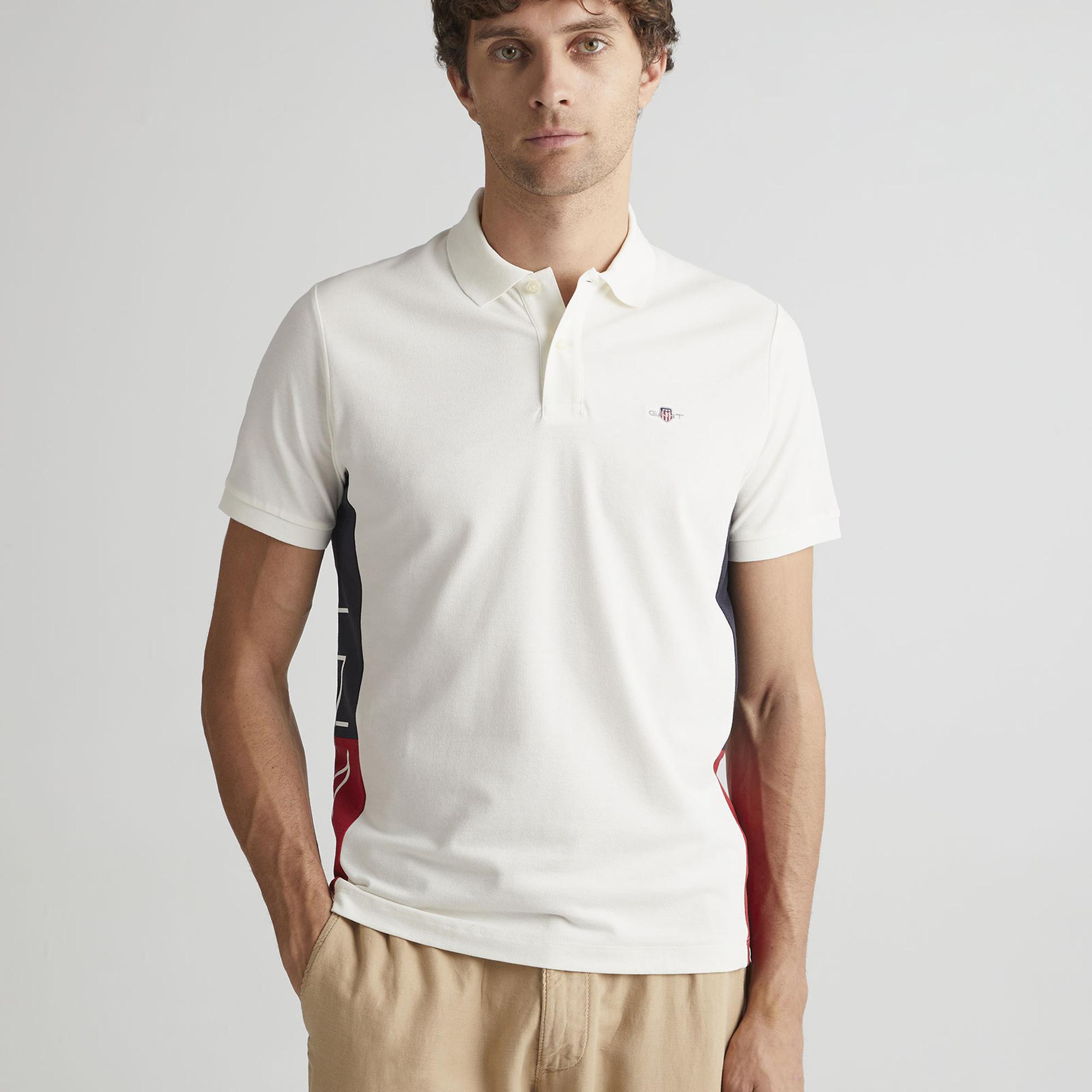 GANT Erkek Krem Regular Fit Renk Bloklu Polo