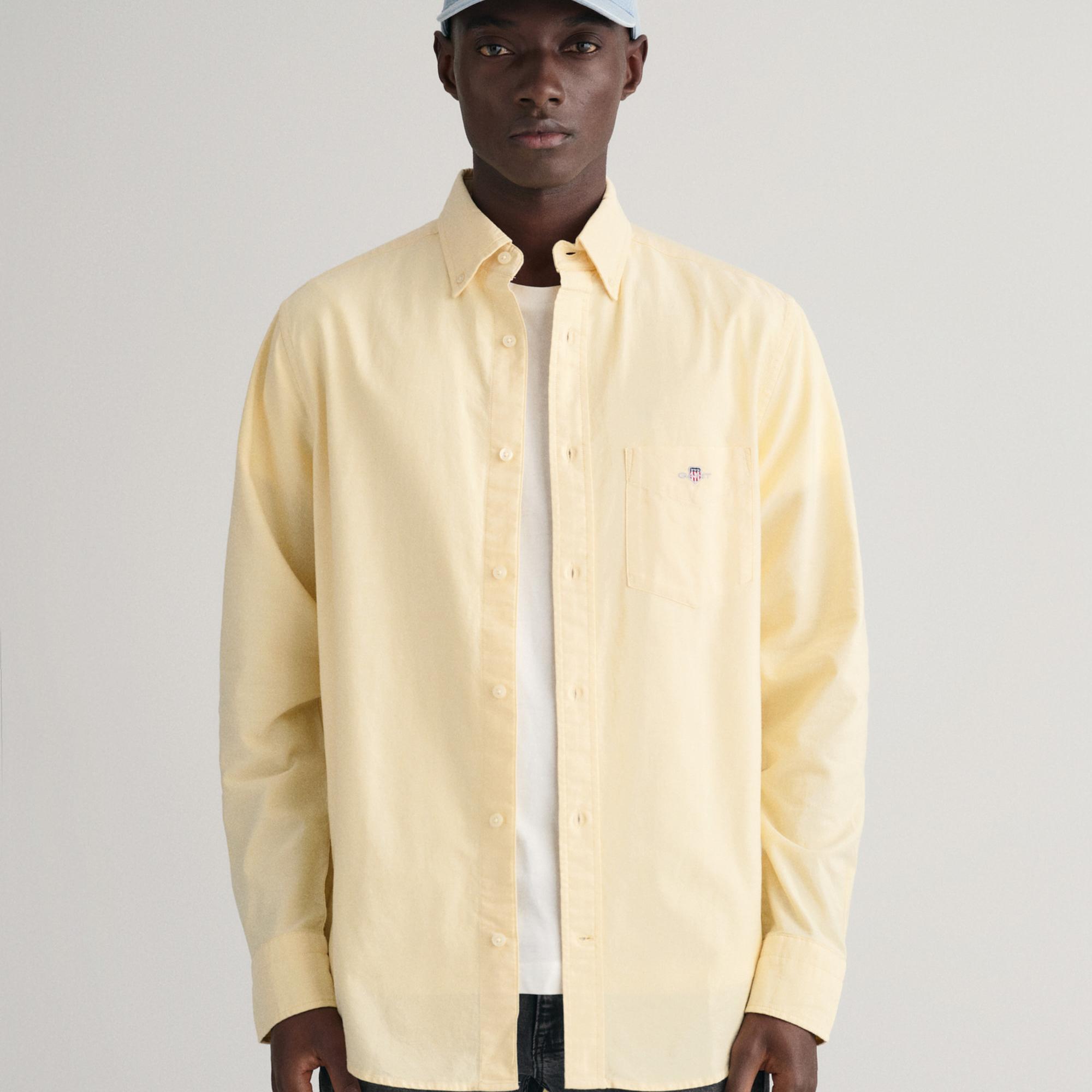 GANT Erkek Sarı Regular Fit Düğmeli Yaka Oxford Gömlek