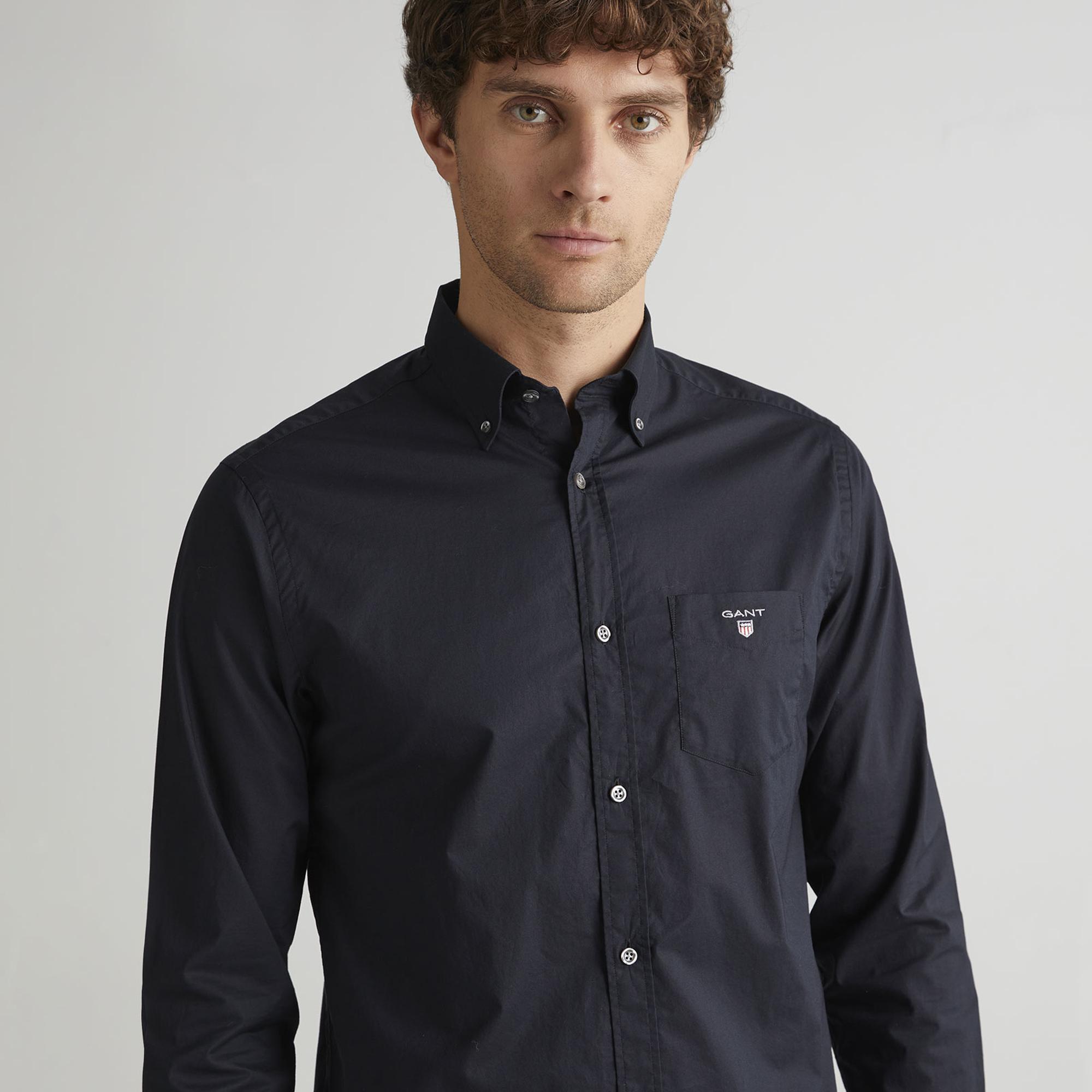 GANT Erkek Lacivert Regular Fit Düğmeli Yaka Broadcloth Gömlek