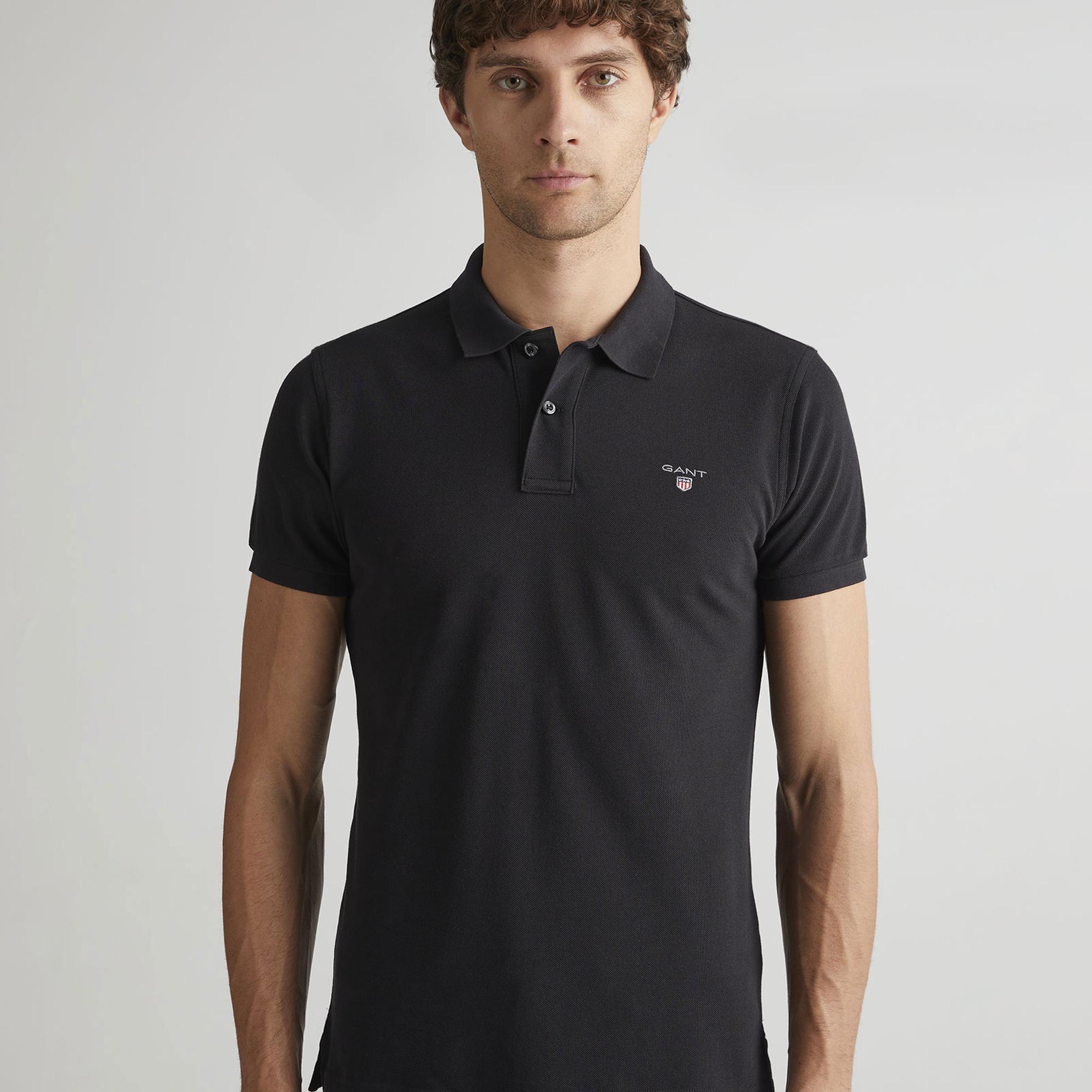 GANT Erkek Siyah Slim Fit Polo