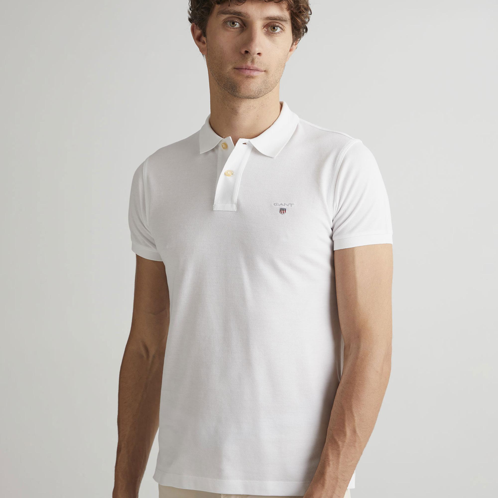 GANT Erkek Beyaz Slim Fit Polo