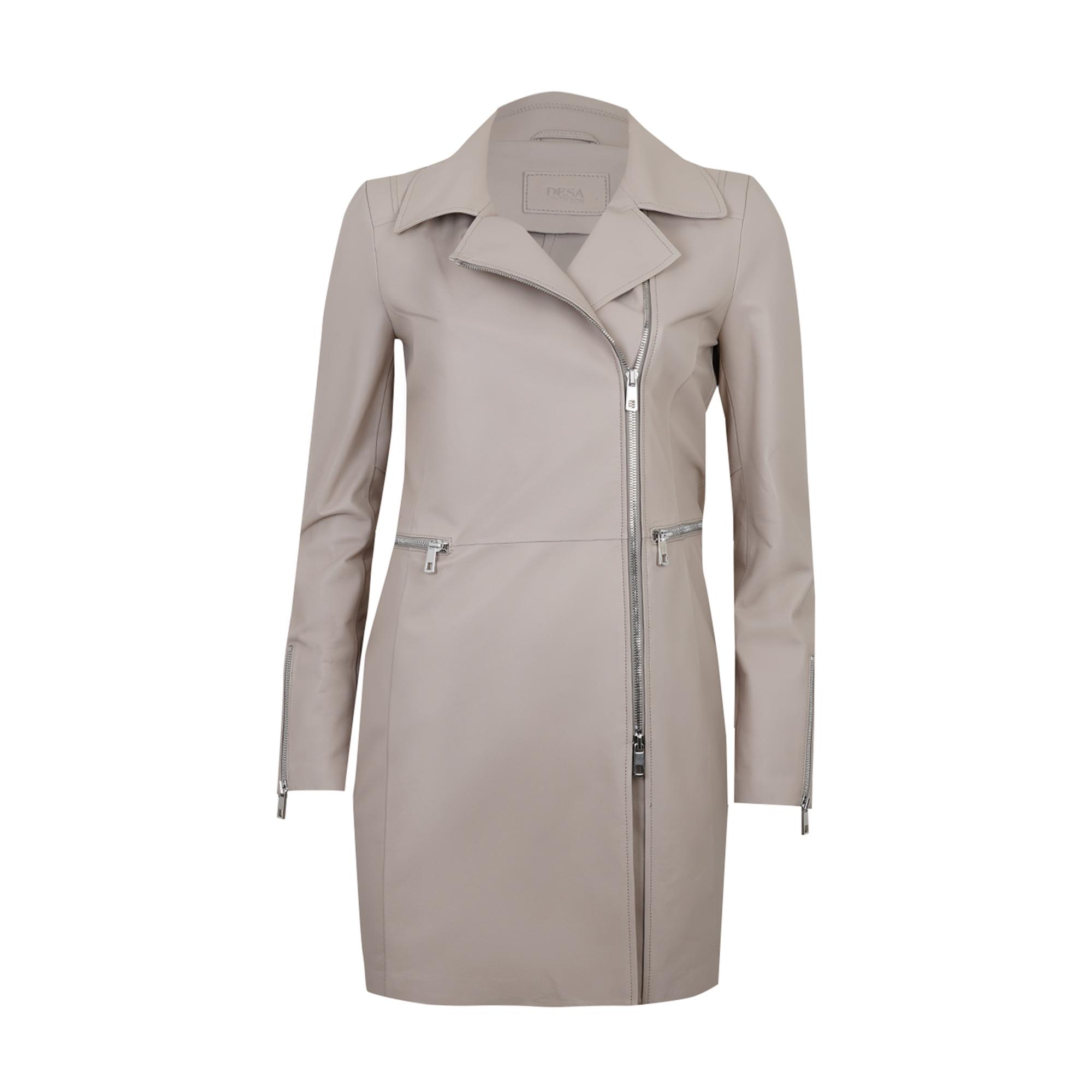 Adrina Krem Kadın Deri Trençkot