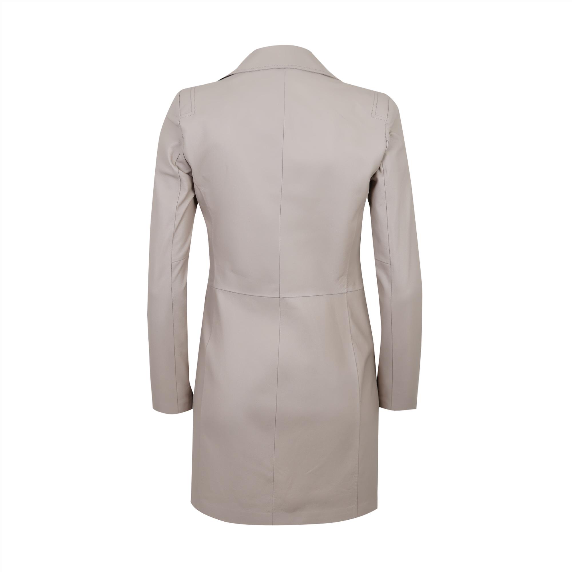 Adrina Krem Kadın Deri Trençkot