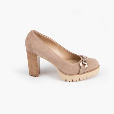  Luca Grossi Bej Kadın Topuklu Loafer