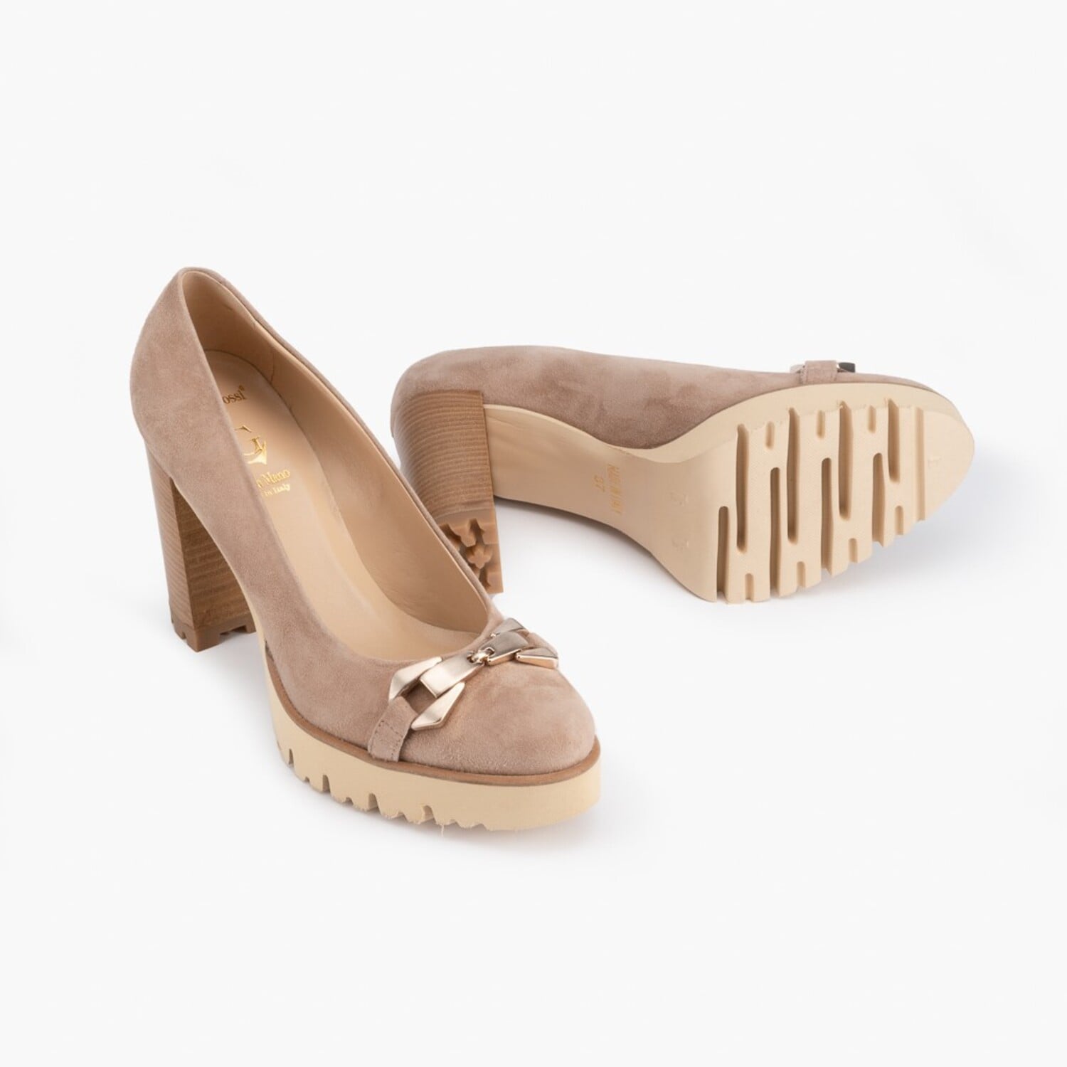  Luca Grossi Bej Kadın Topuklu Loafer