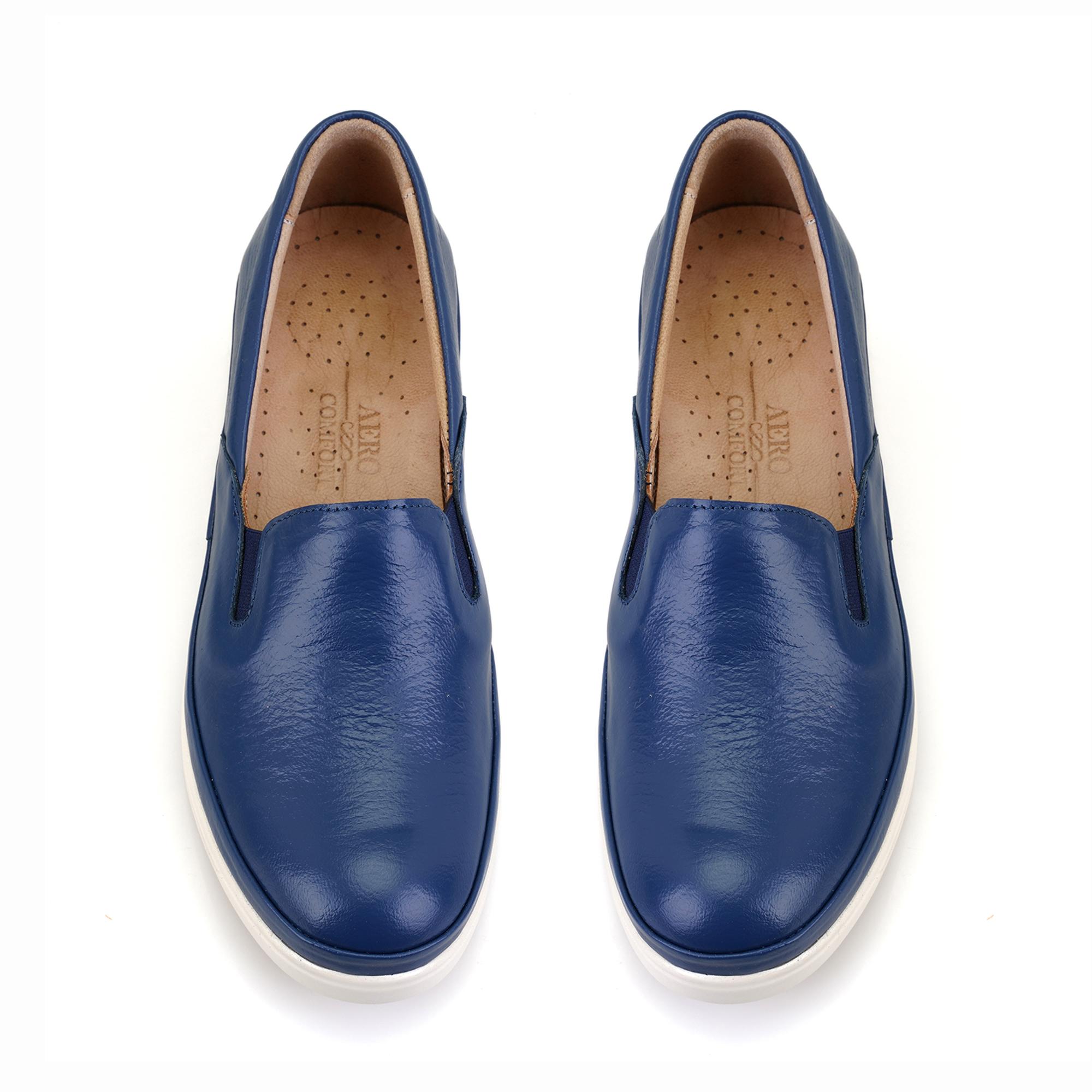 Kadın Lacivert Dolgu Topuklu Deri DesaComfort Günlük Ayakkabı