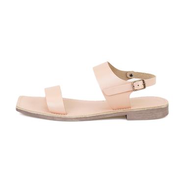  Kadın Bej Ayarlanabilir Tokalı Deri Sandalet