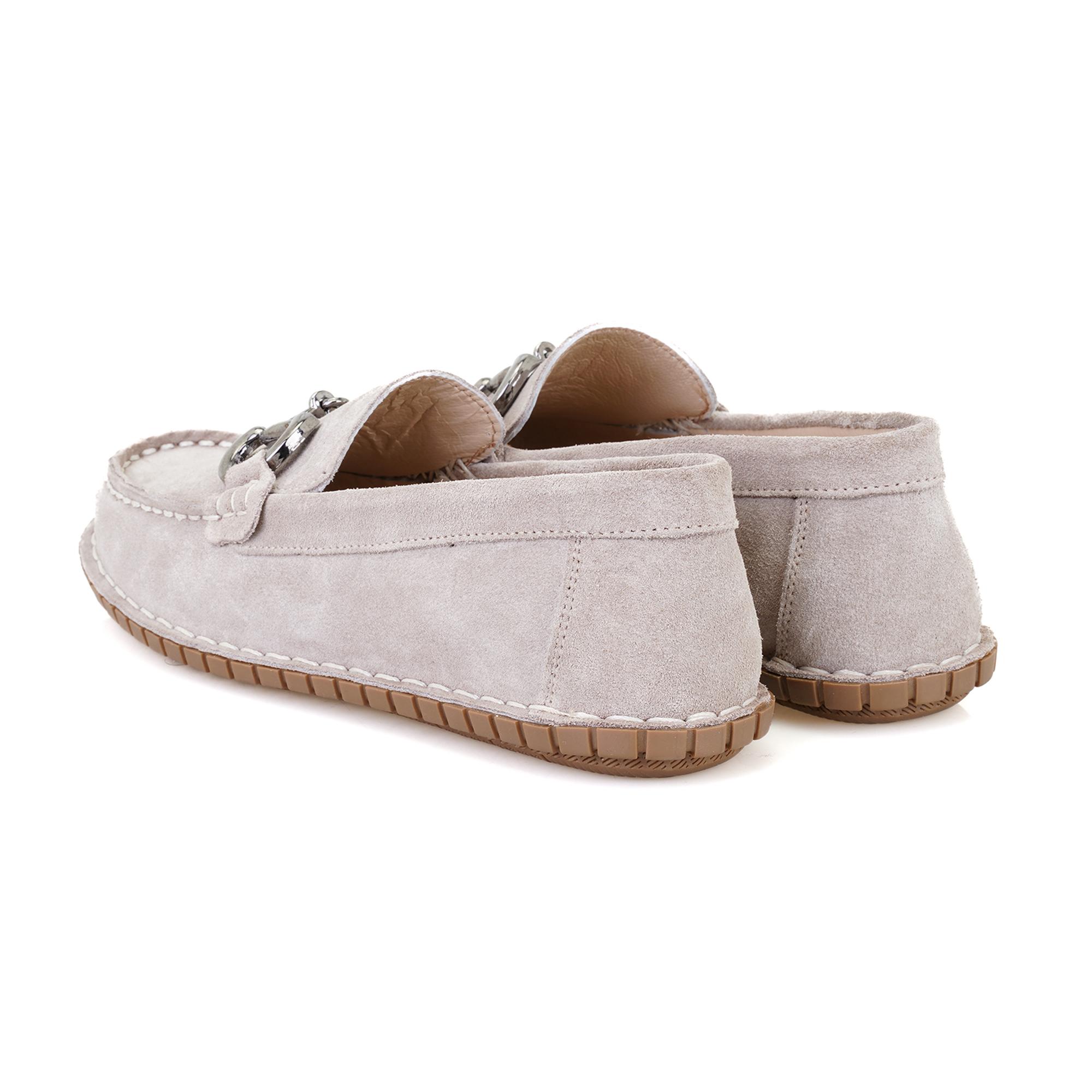 Kadın Gri Toka Aksesuarlı DesaComfort Süet Deri Loafer