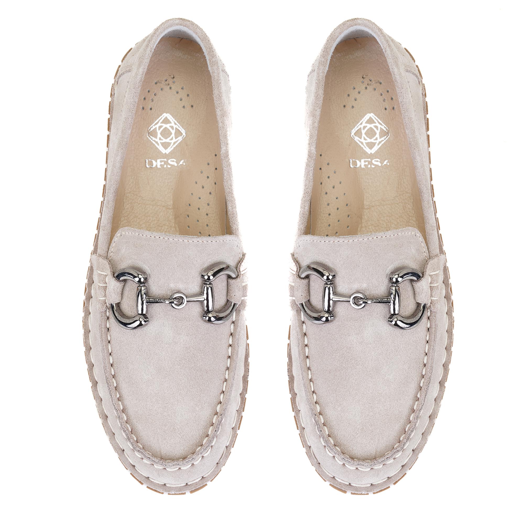 Kadın Gri Toka Aksesuarlı DesaComfort Süet Deri Loafer