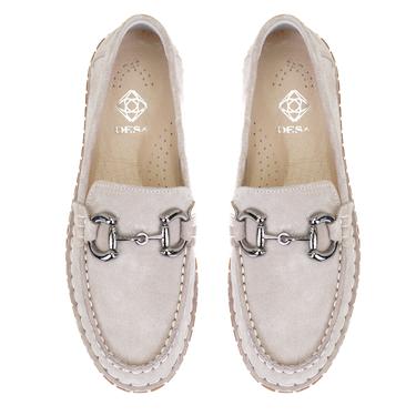  Kadın Gri Toka Aksesuarlı DesaComfort Süet Deri Loafer