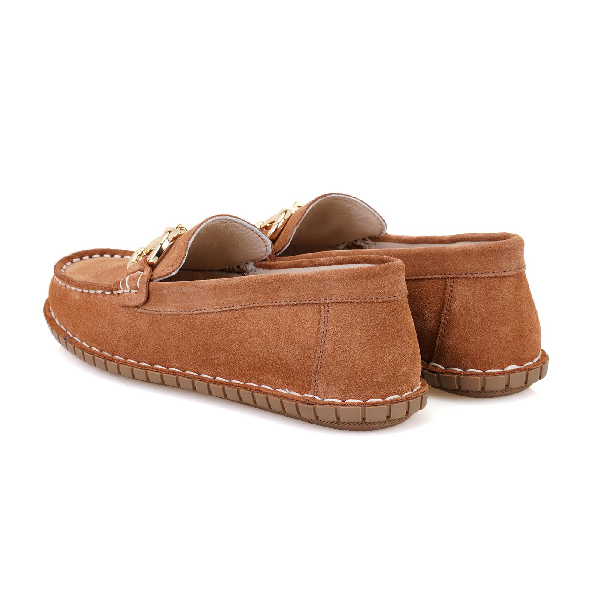 Kadın Kahve Toka Aksesuarlı DesaComfort Süet Deri Loafer