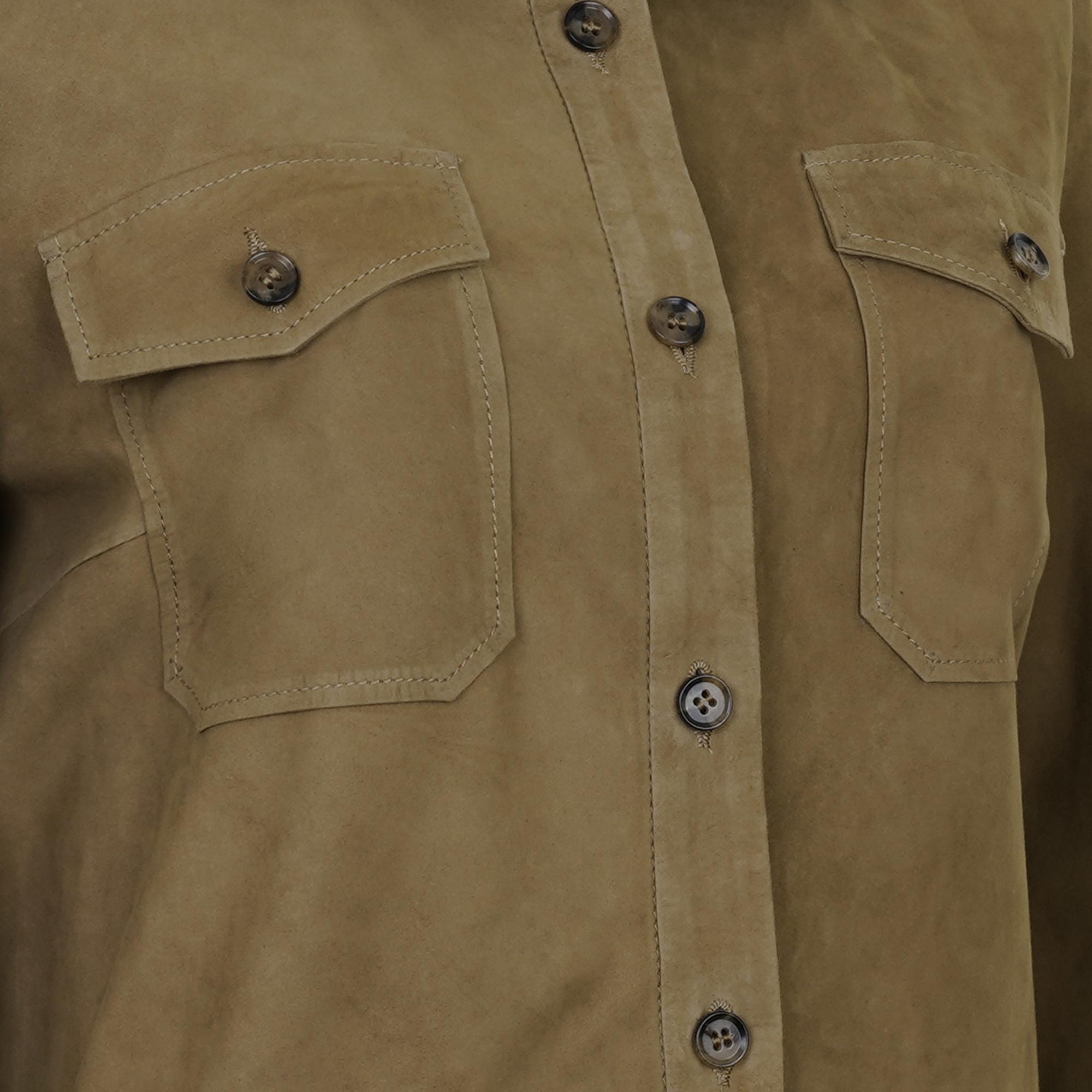 Allecra Yeşil Kadın Süet Deri Gömlek