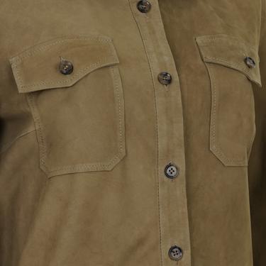  Allecra Yeşil Kadın Süet Deri Gömlek