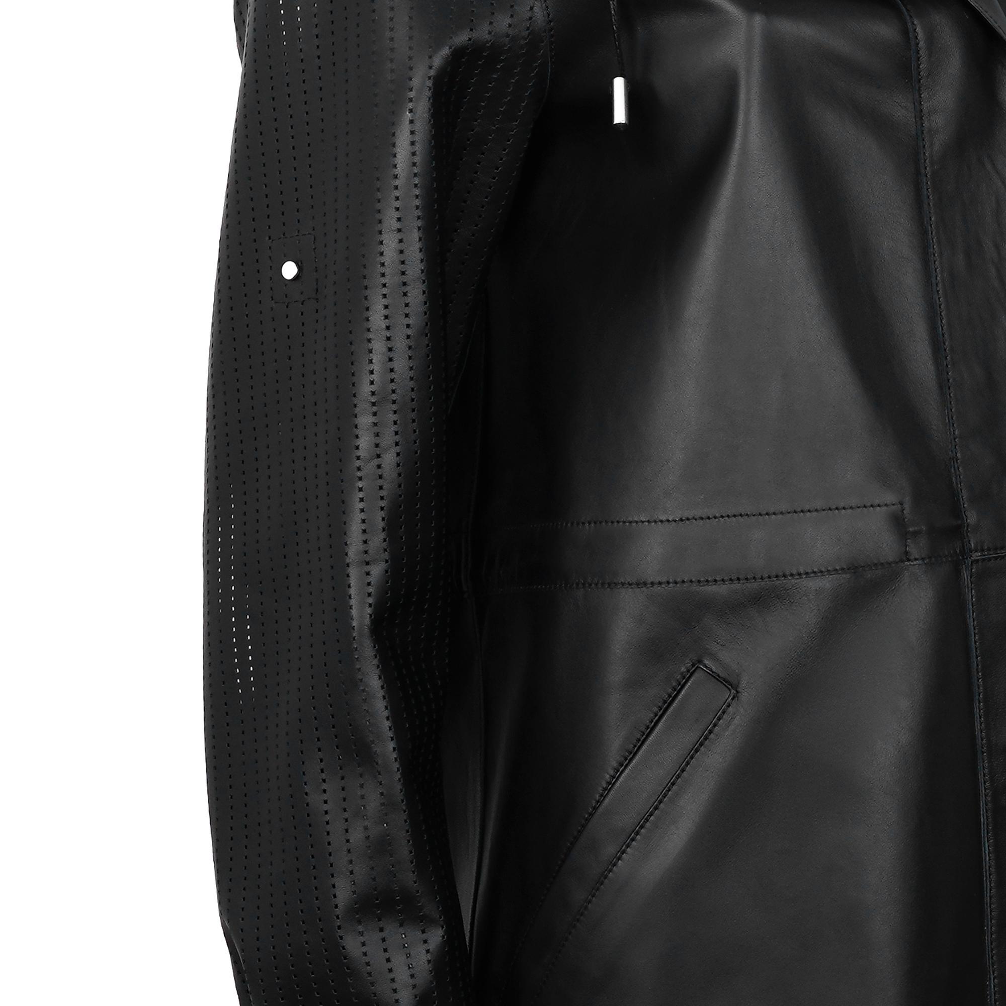 Aldabella Siyah Kadın Perforeli Deri Pardösü