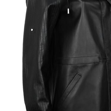  Aldabella Siyah Kadın Perforeli Deri Pardösü