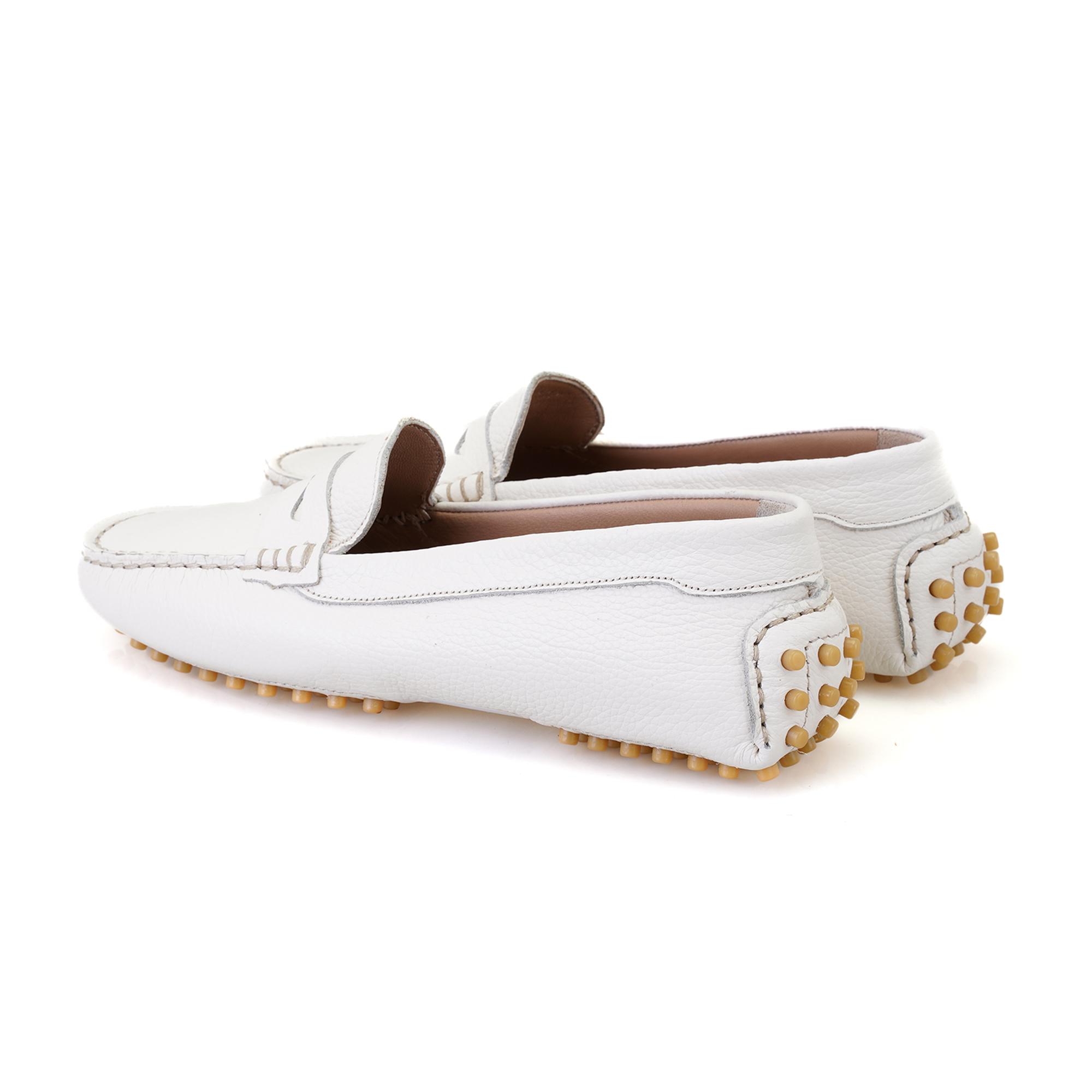 Kadın Beyaz Deri Loafer