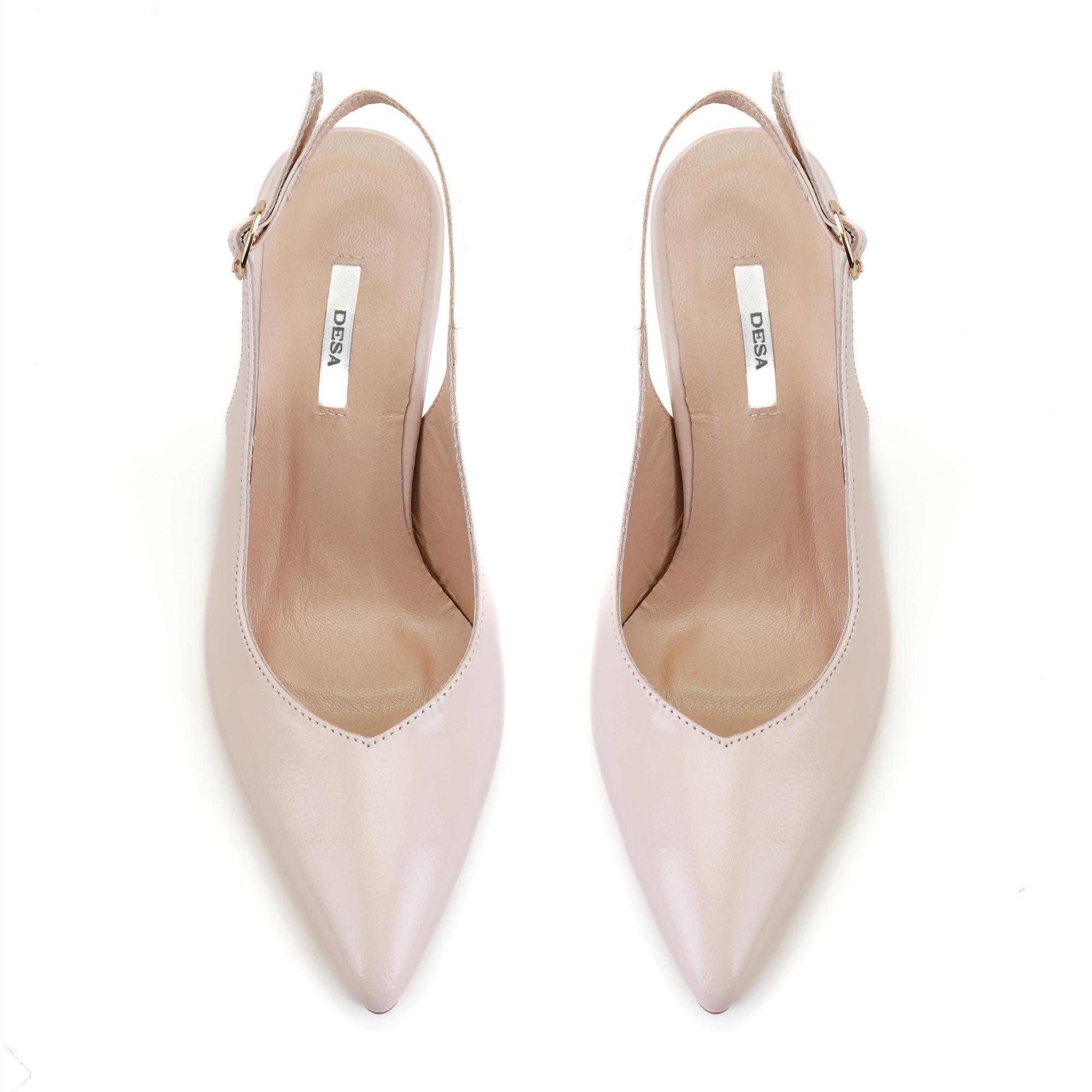 Kadın Pudra Ayarlanabilir Tokalı Topuklu Deri Abiye Ayakkabı