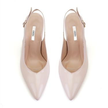  Kadın Pudra Ayarlanabilir Tokalı Topuklu Deri Abiye Ayakkabı