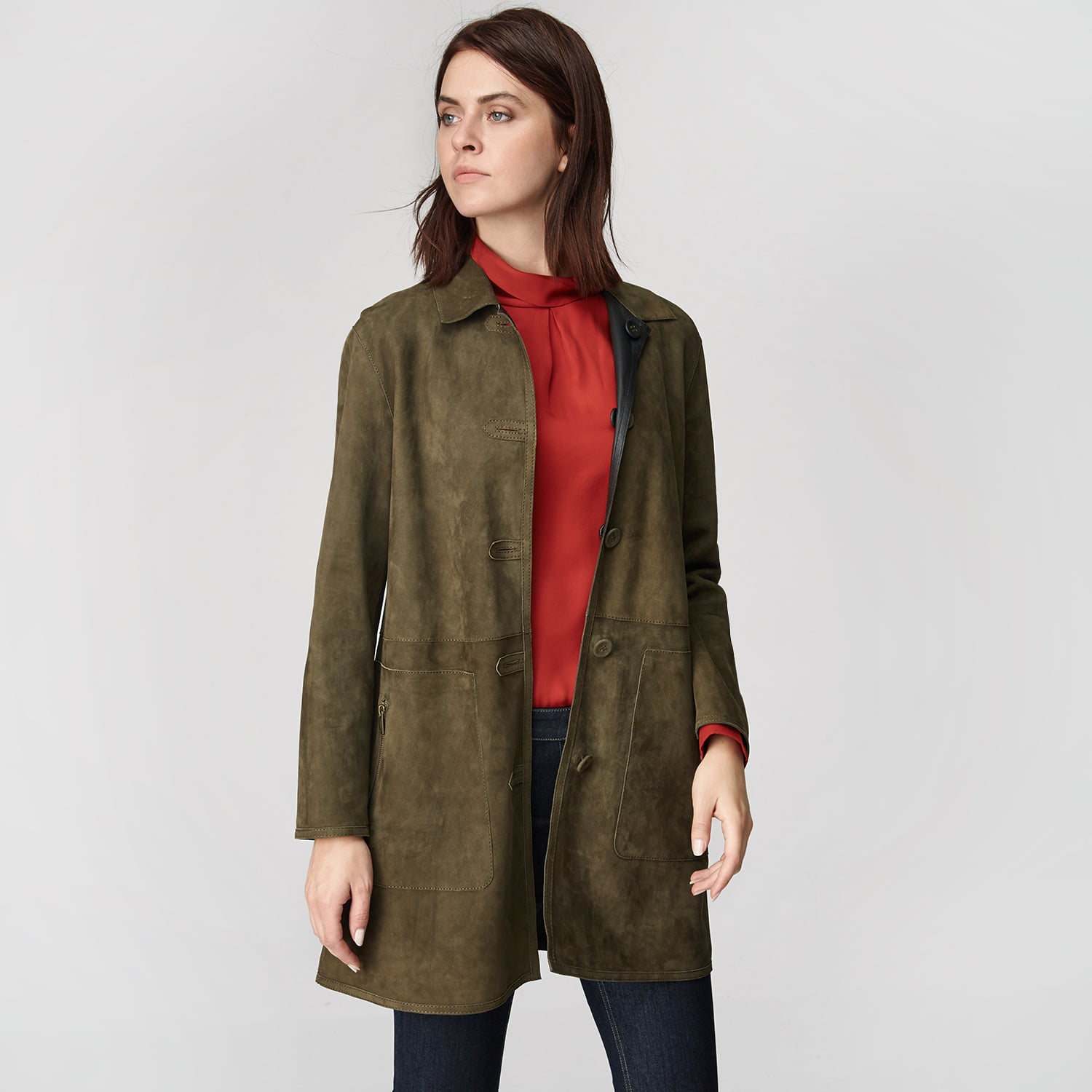  Simonetta Kadın Çift Taraflı Deri Pardösü