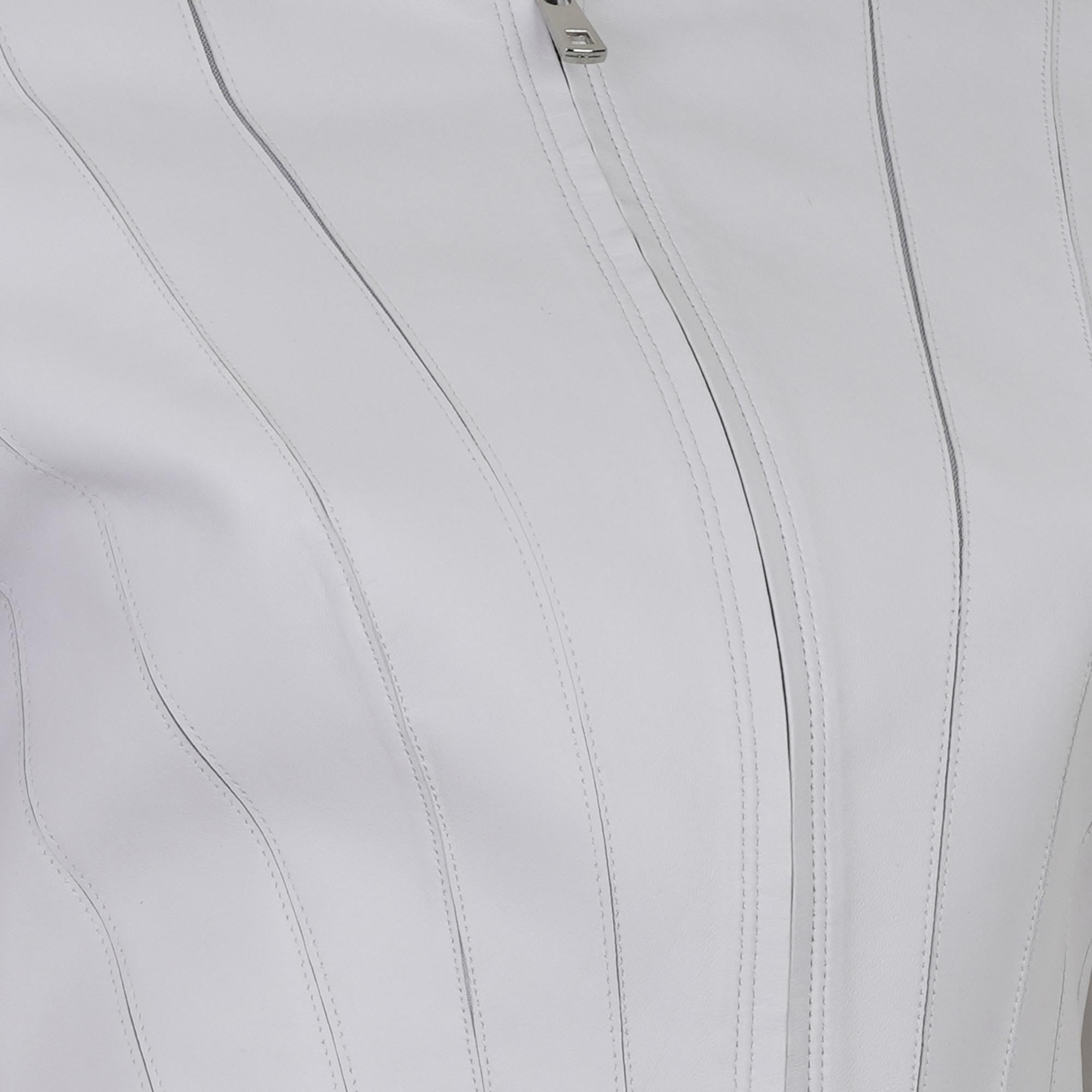 Bienna Beyaz Kadın Panelli Deri Ceket