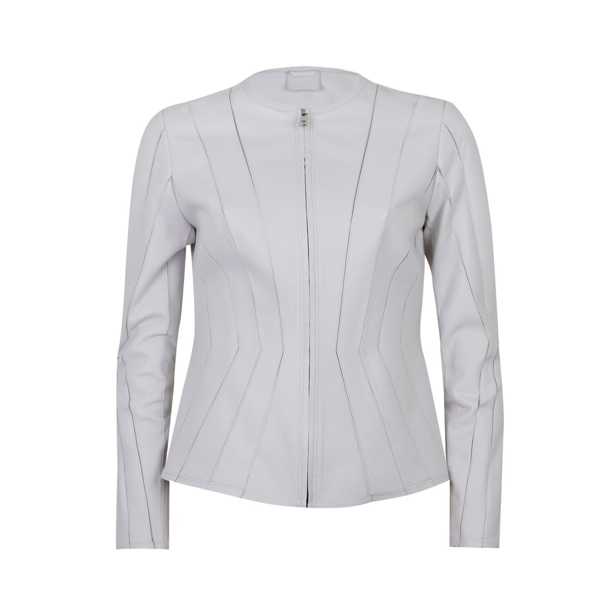 Bienna Beyaz Kadın Panelli Deri Ceket