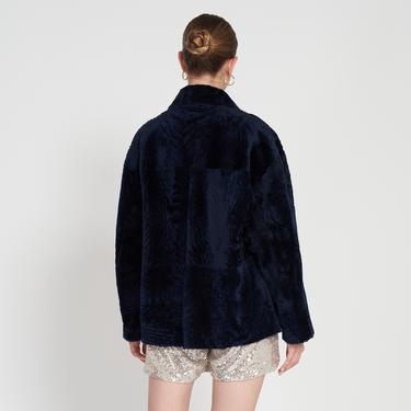  Sarah Mavi Kadın Kürk Kaban