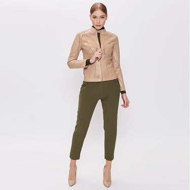  Origa Kadın Yaprak Panelli Deri Ceket