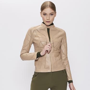  Origa Kadın Yaprak Panelli Deri Ceket