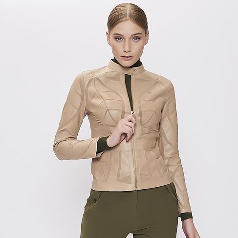  Origa Kadın Yaprak Panelli Deri Ceket