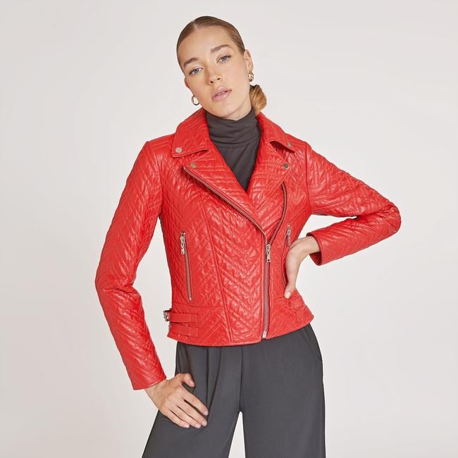  Riccarda Kadın Deri Biker Mont