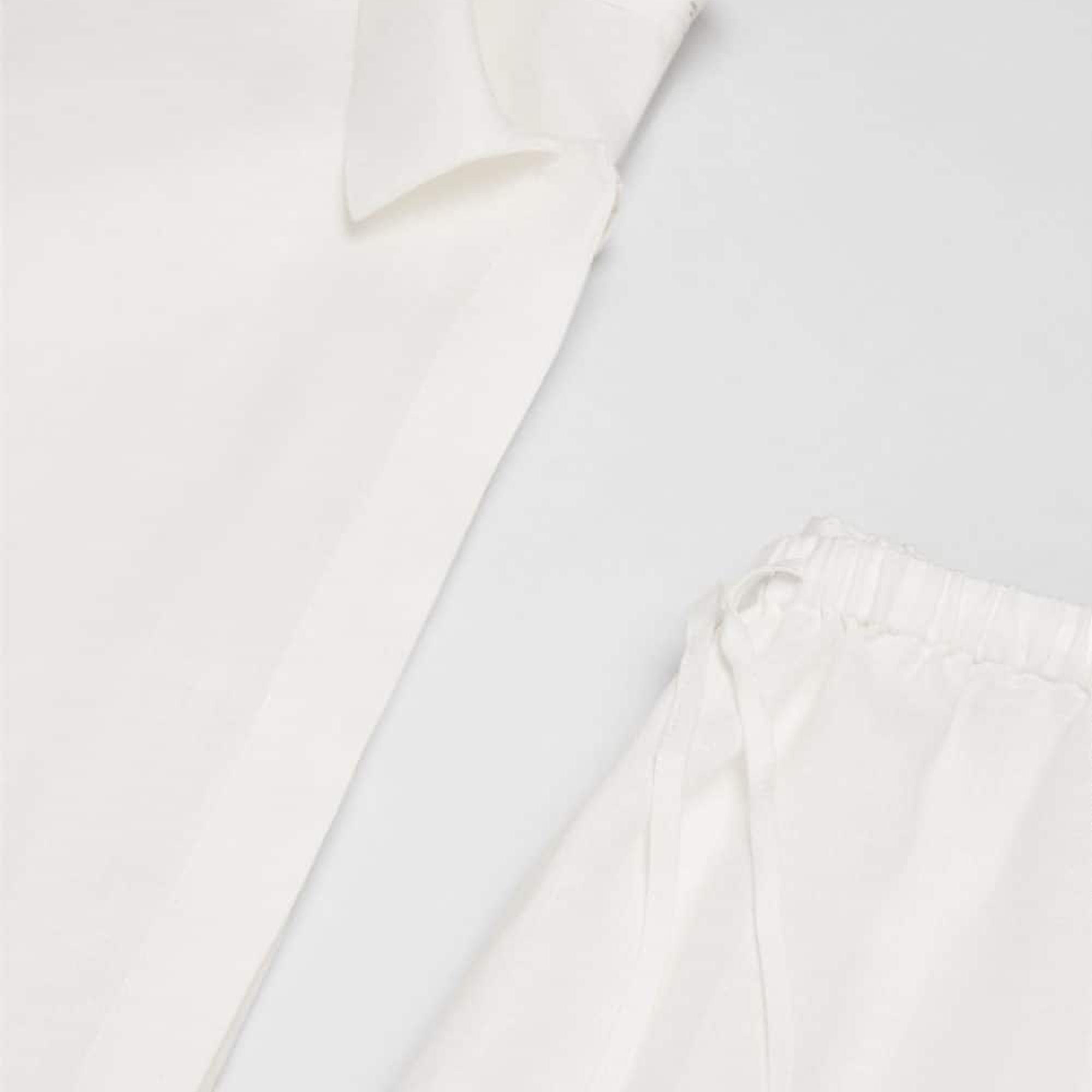 Mango Kadın %100 Keten Pijama Gömlek Beyaz