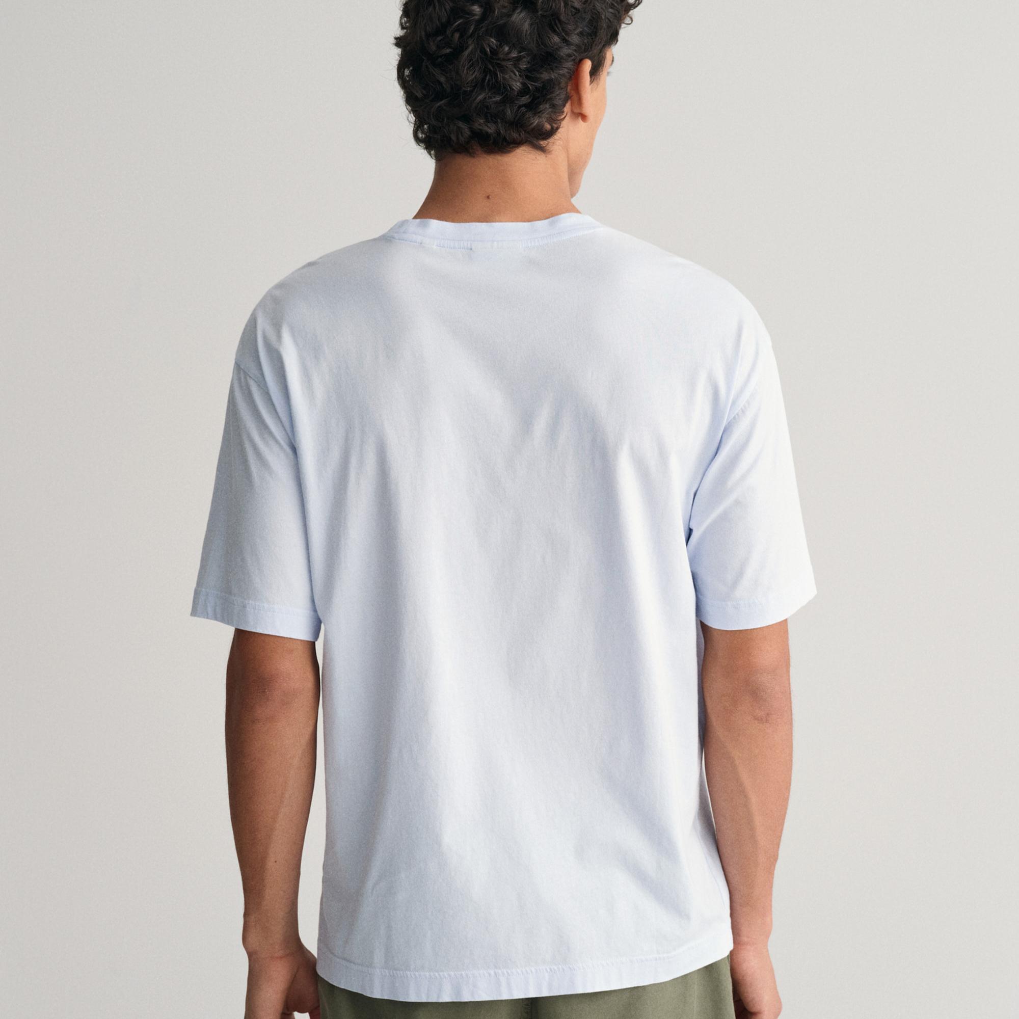 GANT Erkek Mavi Regular Fit Bisiklet Yaka Baskılı T-shirt