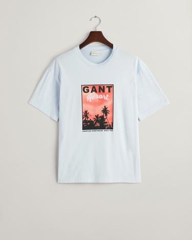  GANT Erkek Mavi Regular Fit Bisiklet Yaka Baskılı T-shirt