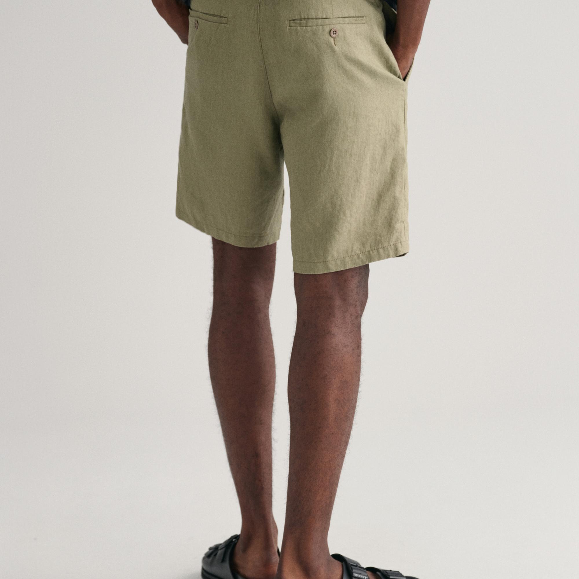 GANT Erkek Yeşil Relaxed Fit Keten Şort