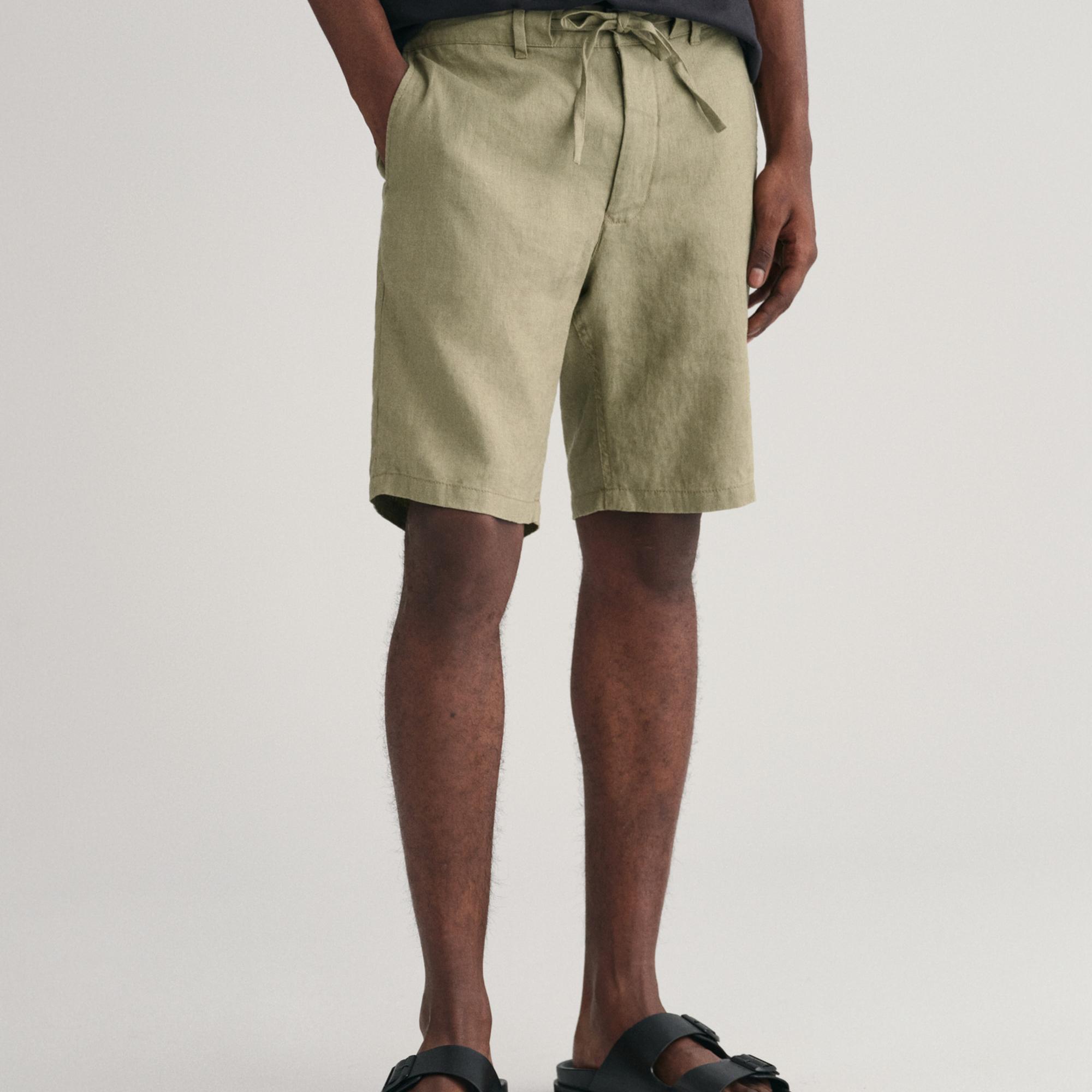 GANT Erkek Yeşil Relaxed Fit Keten Şort