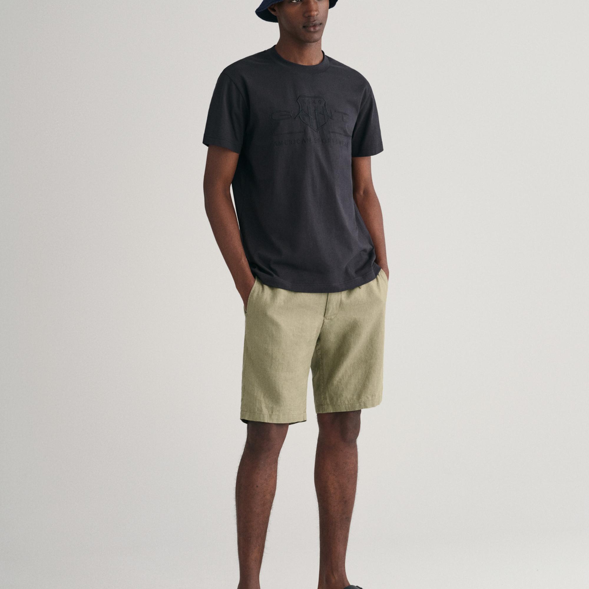 GANT Erkek Yeşil Relaxed Fit Keten Şort