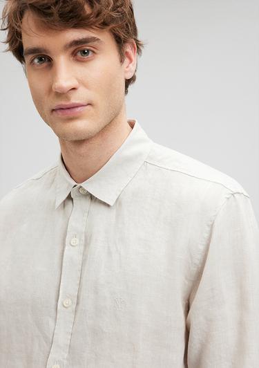  Mavi Bej Keten Gömlek Slim Fit / Dar Kesim 021190-70144