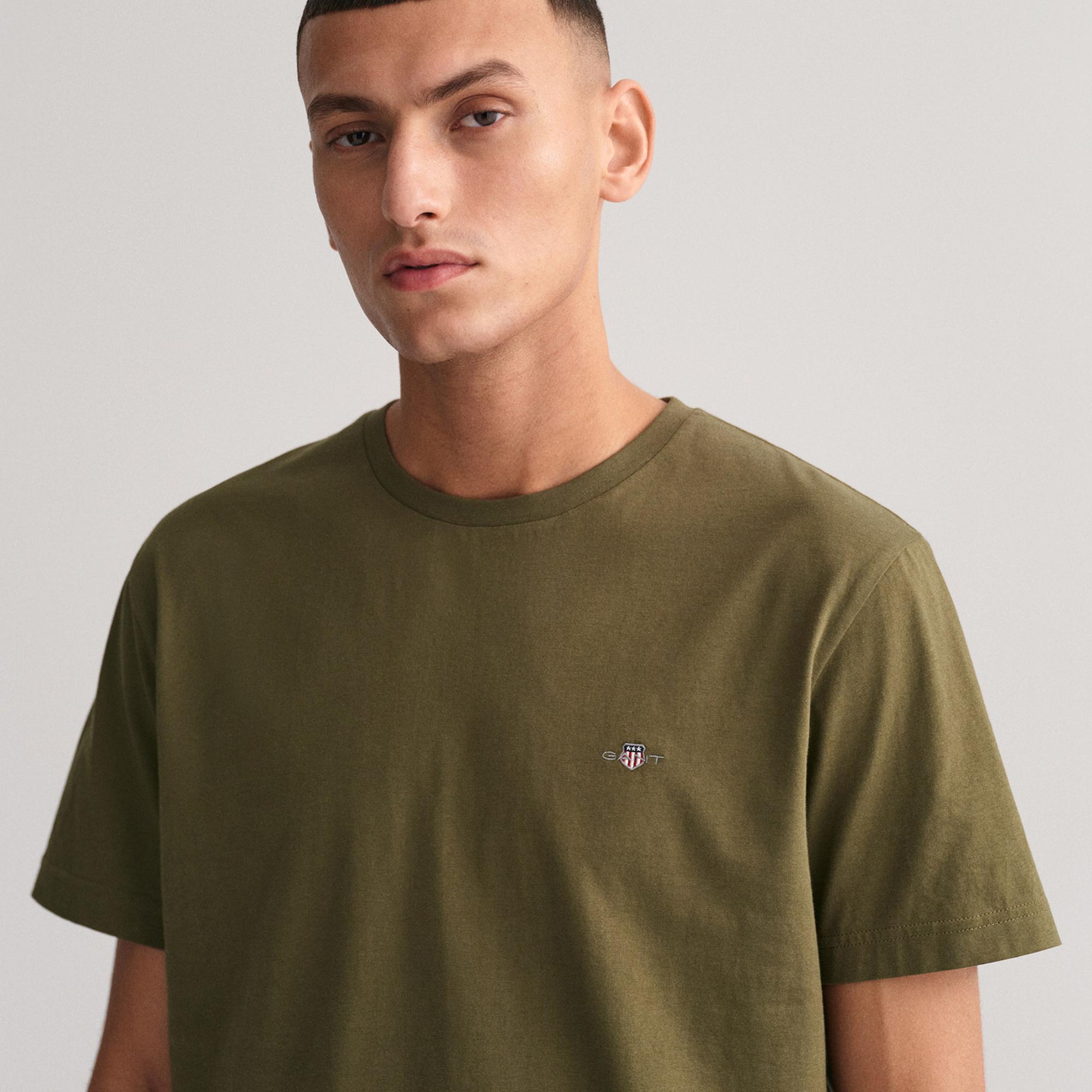 GANT Erkek Yeşil Regular Fit Bisiklet Yaka T-Shirt