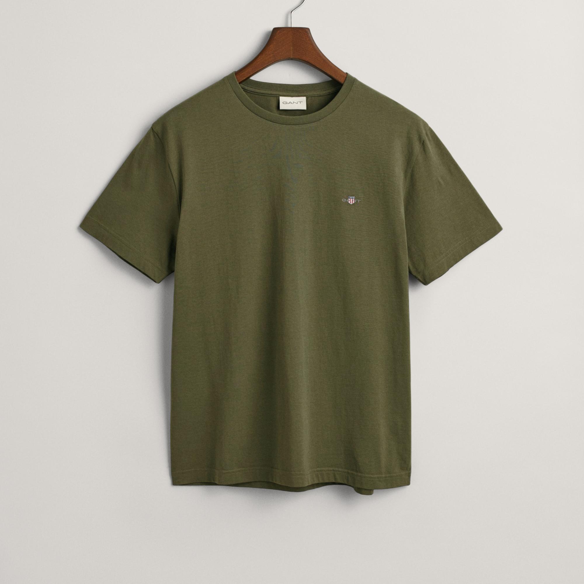 GANT Erkek Yeşil Regular Fit Bisiklet Yaka T-Shirt