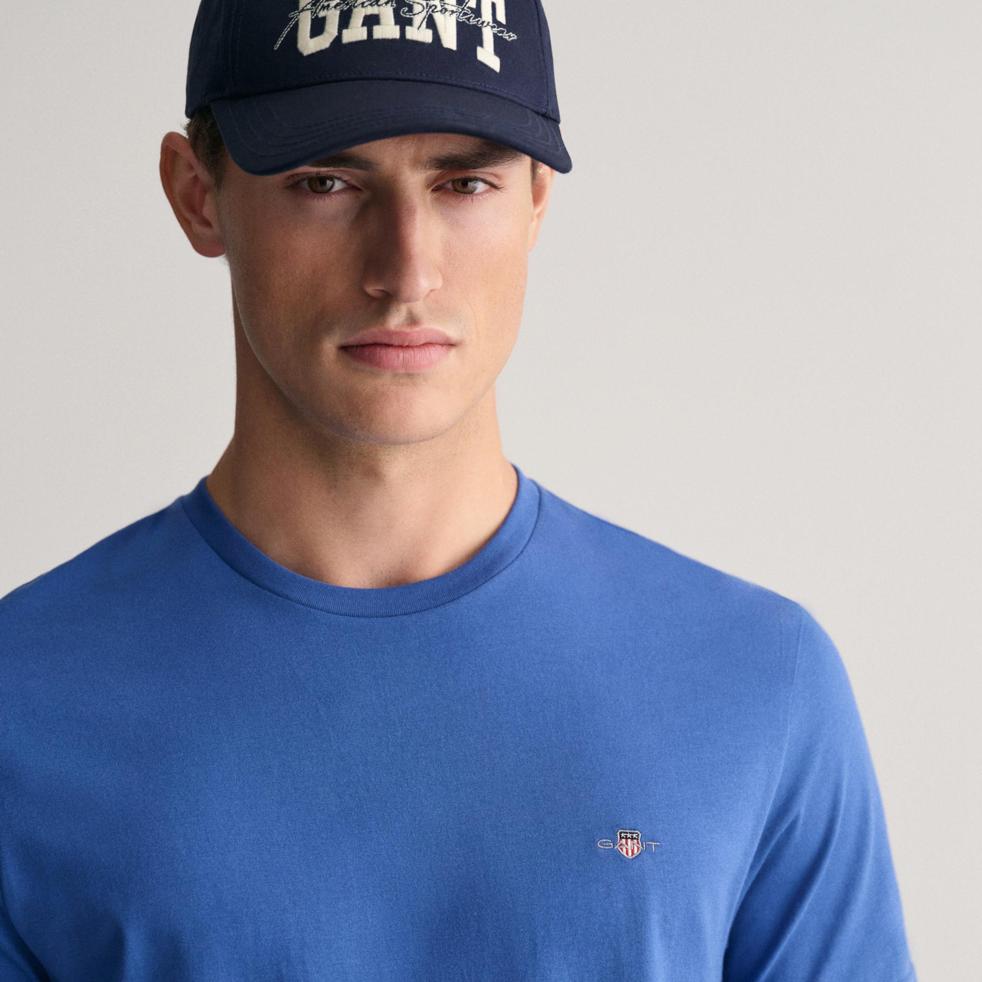 GANT Erkek Mavi Regular Fit Bisiklet Yaka T-Shirt