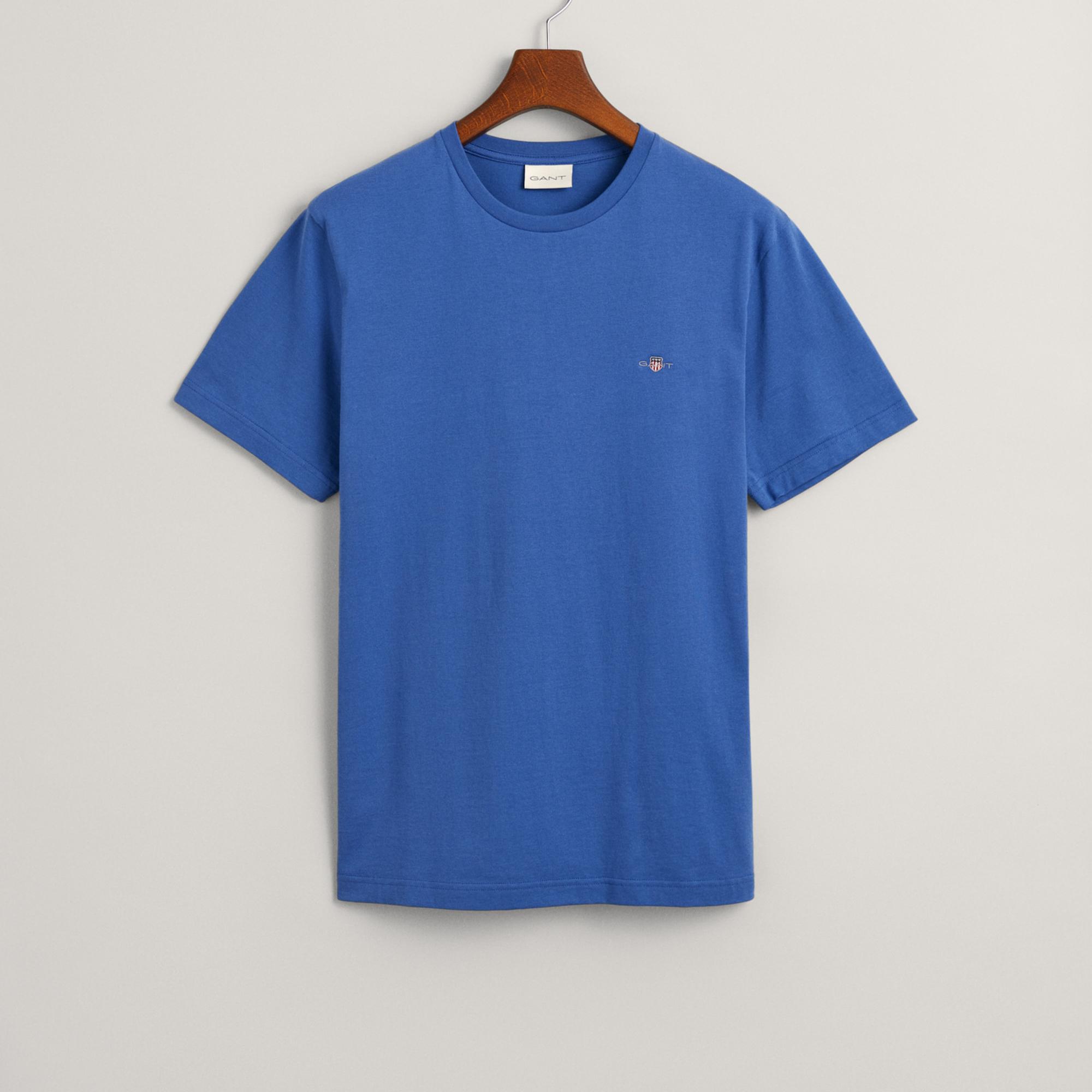 GANT Erkek Mavi Regular Fit Bisiklet Yaka T-Shirt