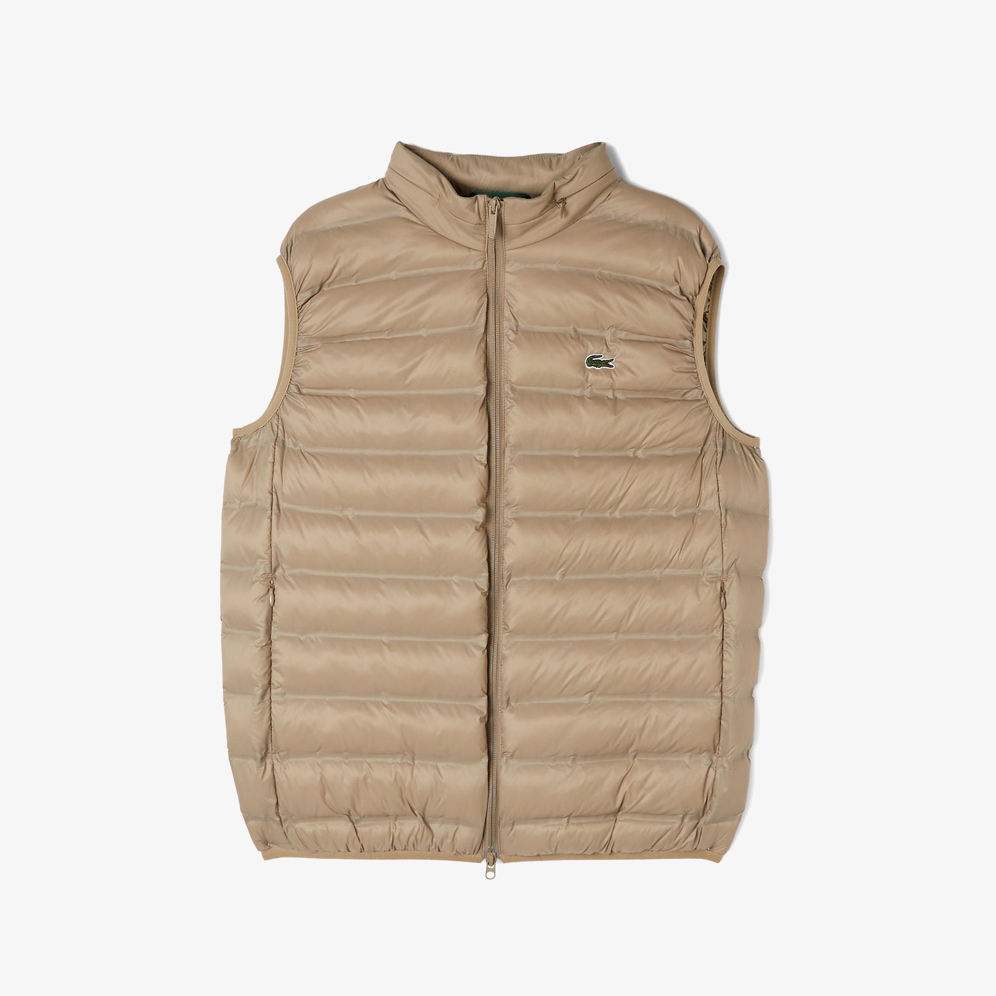 Erkek Slim Fit Kapüşonlu Bej Yelek