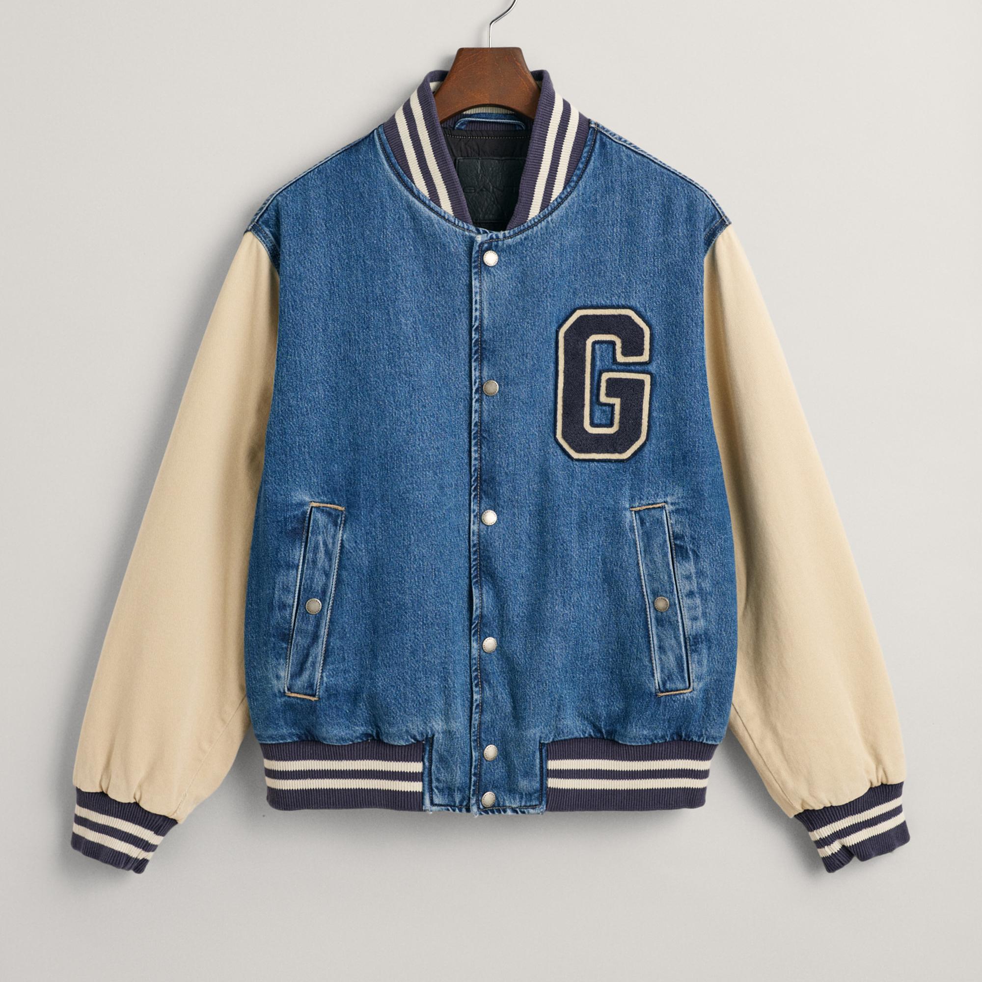 GANT Erkek Lacivert Relaxed Fit Hakim Yaka Logolu Bomber Ceket