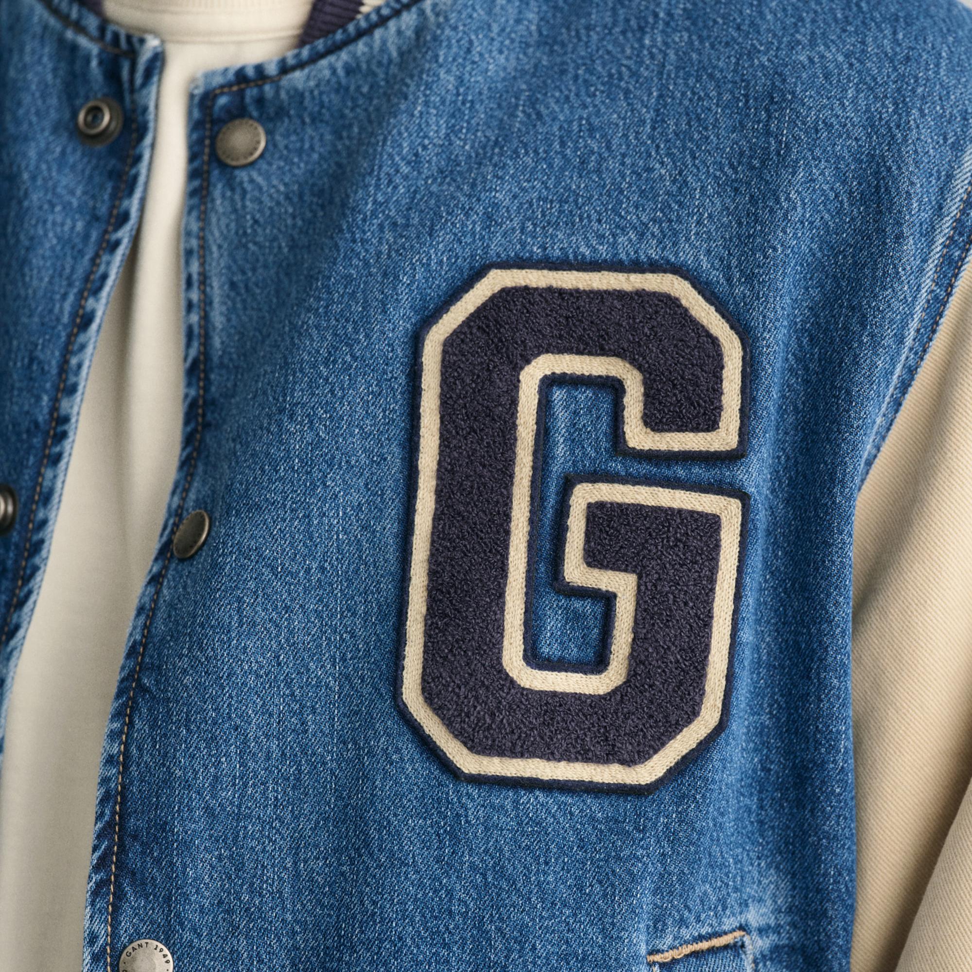 GANT Erkek Lacivert Relaxed Fit Hakim Yaka Logolu Bomber Ceket