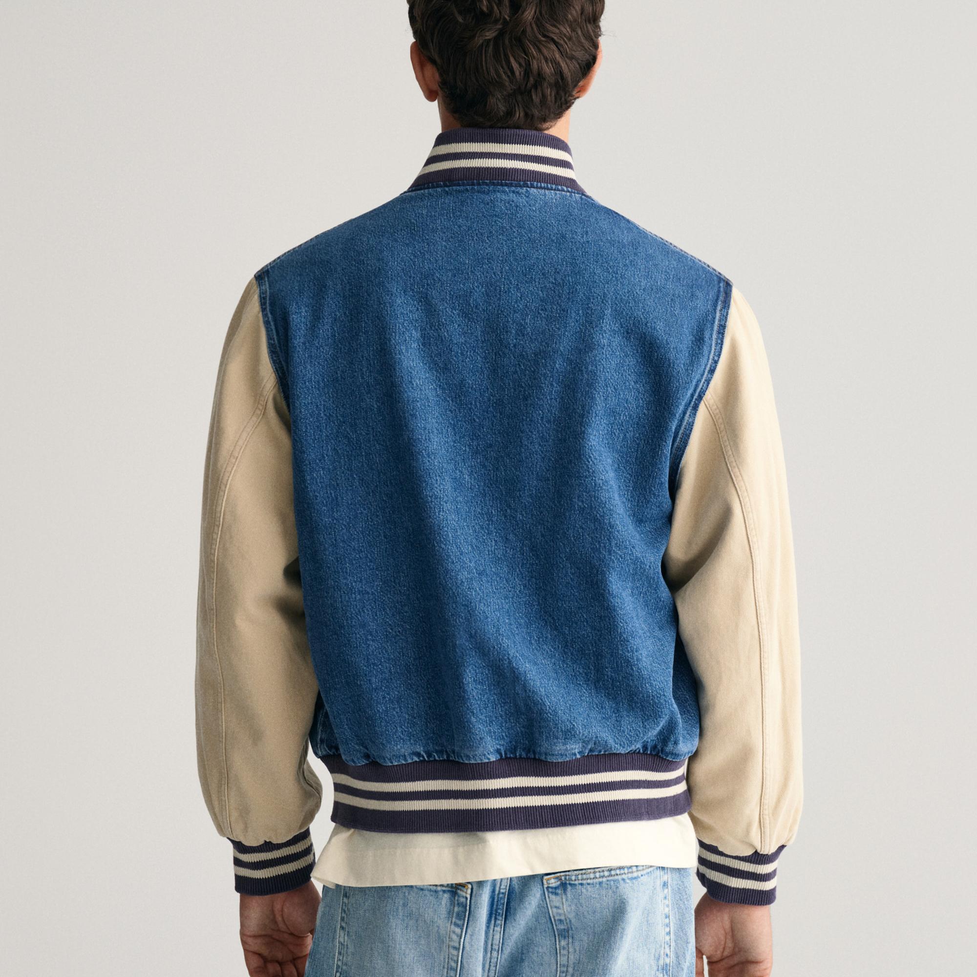 GANT Erkek Lacivert Relaxed Fit Hakim Yaka Logolu Bomber Ceket